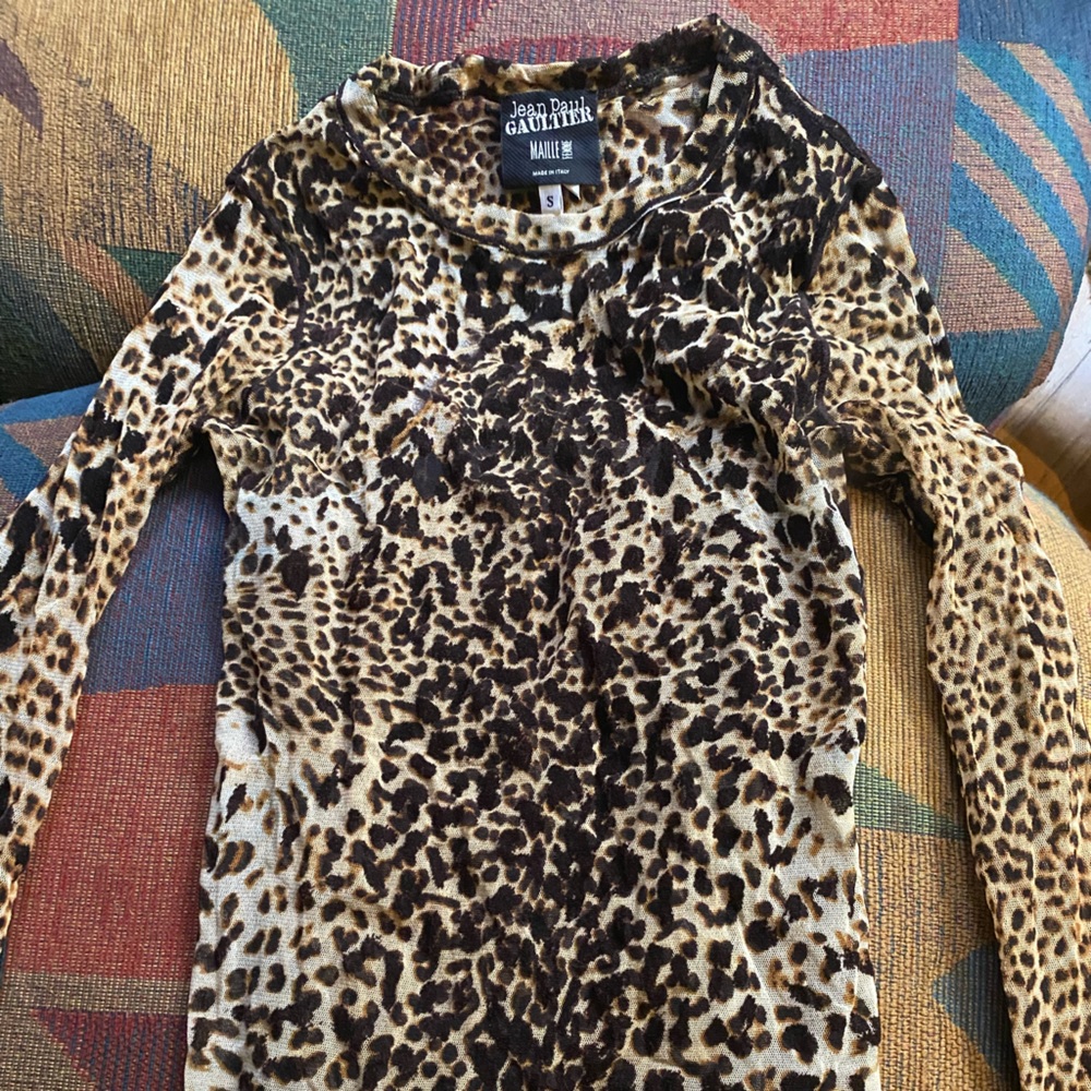*SOLD* RARE Authentic Jean Paul Gaultier Fuzzi Mesh Leopard print top